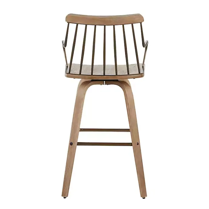 Discount Kirklands Home Whitewash Poplar Wood Swivel Counter Stool Tan