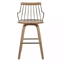 Discount Kirklands Home Whitewash Poplar Wood Swivel Counter Stool Tan