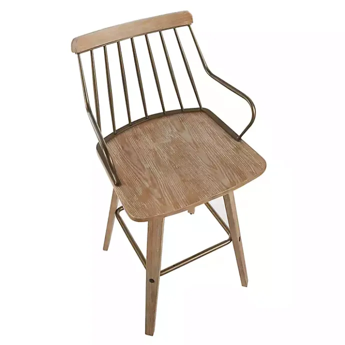 Discount Kirklands Home Whitewash Poplar Wood Swivel Counter Stool Tan