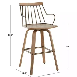 Discount Kirklands Home Whitewash Poplar Wood Swivel Counter Stool Tan