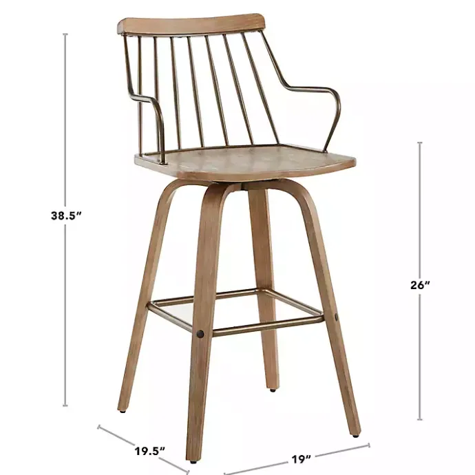 Discount Kirklands Home Whitewash Poplar Wood Swivel Counter Stool Tan