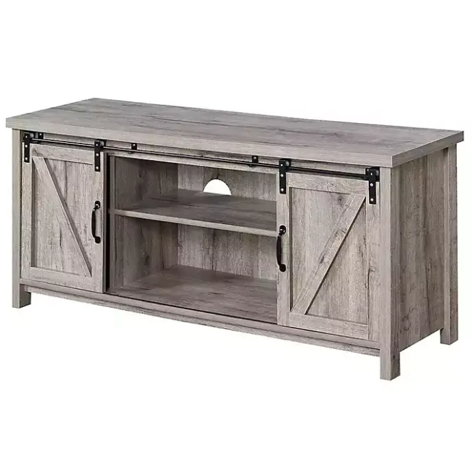 Best Kirklands Home wash Russ Barn Door Media Cabinet White