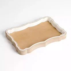 Hot Kirklands Home wash Scalloped Decorative Wood Tray White