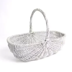 Best Kirklands Home wash Willow Flower Basket White
