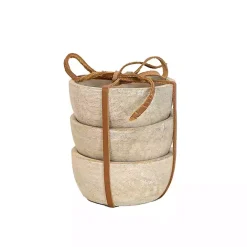 Hot Kirklands Home wash Wood Pinch Bowls, Set of 3 White