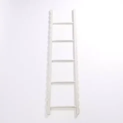 Hot Kirklands Home wash Wood Scalloped Decorative Ladder White