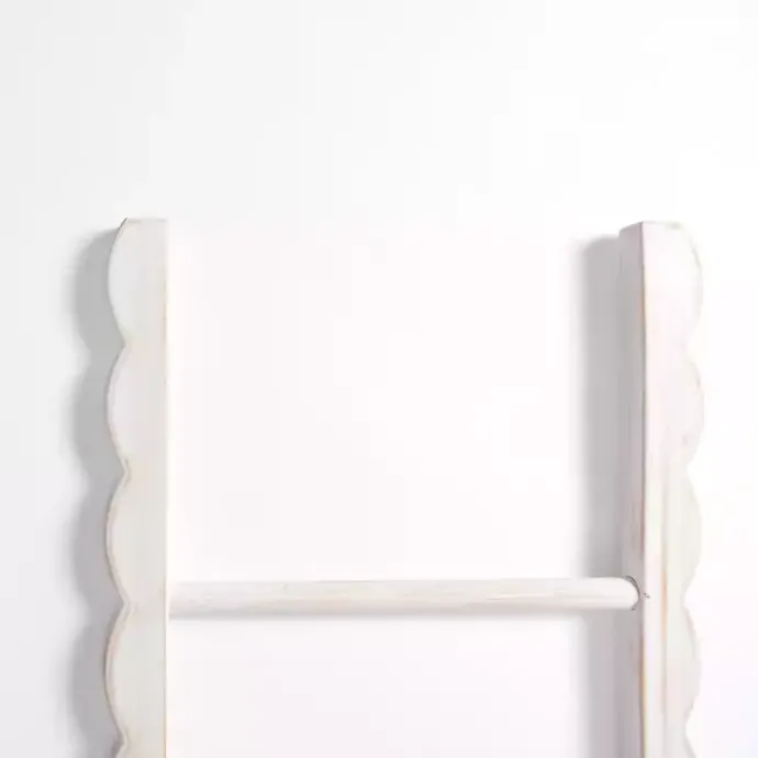 Hot Kirklands Home wash Wood Scalloped Decorative Ladder White