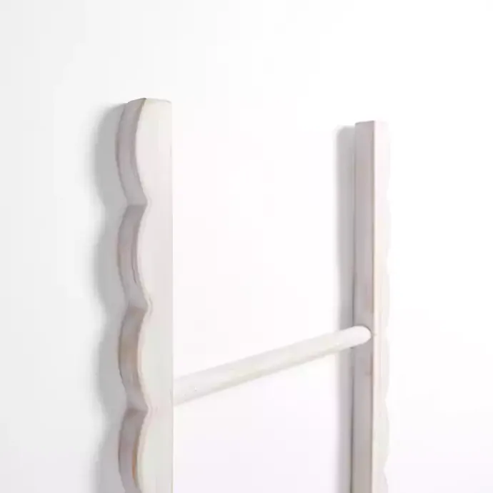 Hot Kirklands Home wash Wood Scalloped Decorative Ladder White