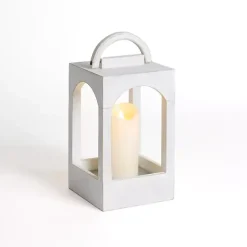 New Kirklands Home washed Arched Wood Lantern, 12 in. White