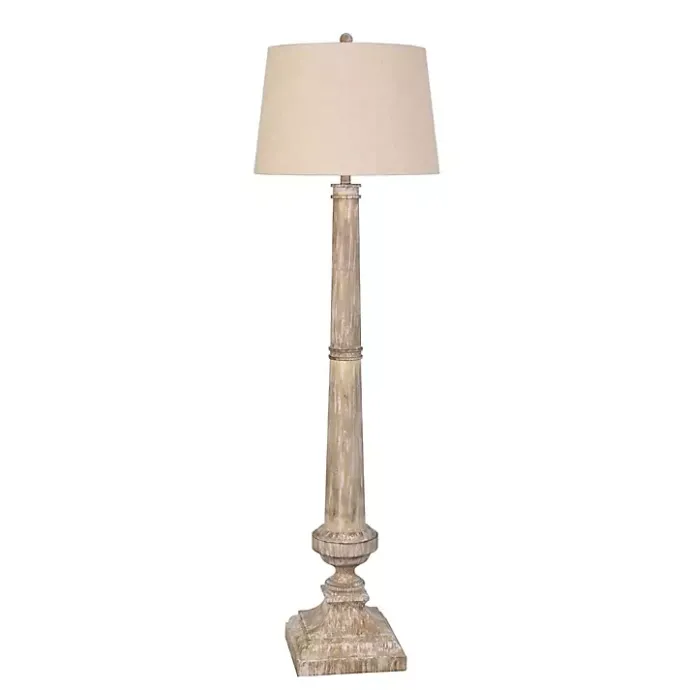 Clearance Kirklands Home Whitewashed Brown Resin Floor Lamp Tan