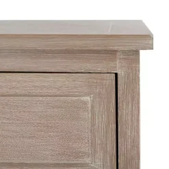 Best Kirklands Home Whitewashed Brown Wood Side Table with Baskets