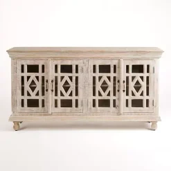 Sale Kirklands Home Whitewashed Carri Glass Door Cabinet