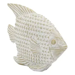 Online Kirklands Home Whitewashed Ceramic Woven Fish Statue