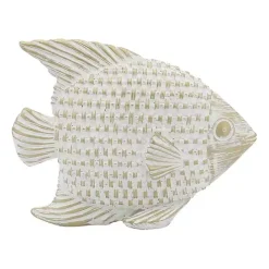 Online Kirklands Home Whitewashed Ceramic Woven Fish Statue