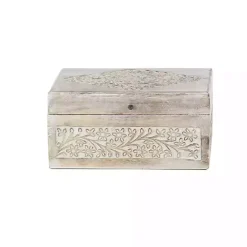 New Kirklands Home washed Floral Carved Wood Boxes, Set of 3 White