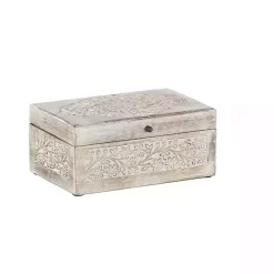 New Kirklands Home washed Floral Carved Wood Boxes, Set of 3 White