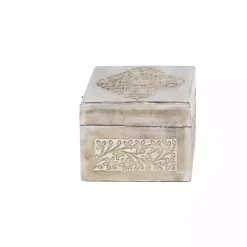 New Kirklands Home washed Floral Carved Wood Boxes, Set of 3 White