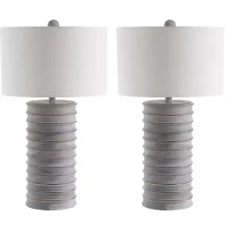 Sale Kirklands Home Whitewashed Gray Ridges Table Lamps, Set of 2 Ivory
