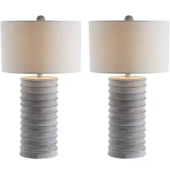 Sale Kirklands Home Whitewashed Gray Ridges Table Lamps, Set of 2 Ivory
