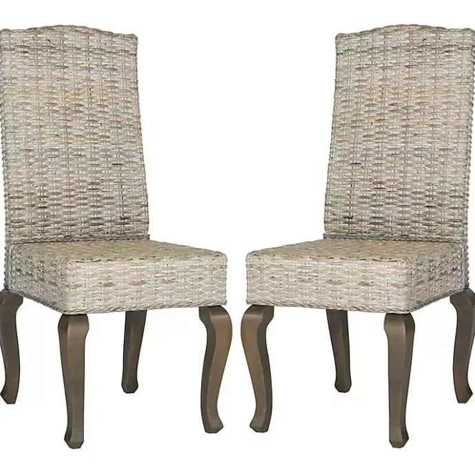 Best Kirklands Home Whitewashed Kubu Rattan Dining Chairs, Set of 2 Ivory