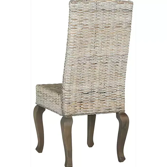 Best Kirklands Home Whitewashed Kubu Rattan Dining Chairs, Set of 2 Ivory