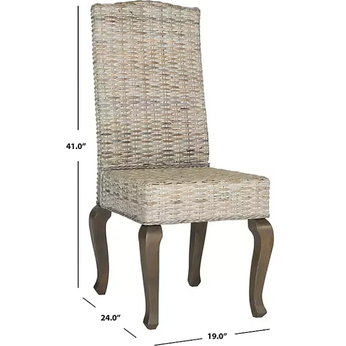 Best Kirklands Home Whitewashed Kubu Rattan Dining Chairs, Set of 2 Ivory
