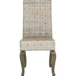 Best Kirklands Home Whitewashed Kubu Rattan Dining Chairs, Set of 2 Ivory
