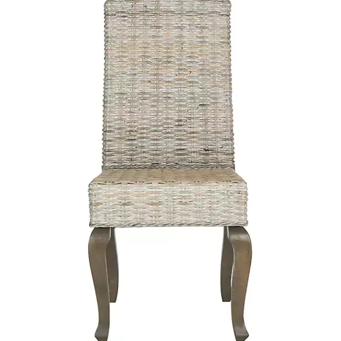 Best Kirklands Home Whitewashed Kubu Rattan Dining Chairs, Set of 2 Ivory