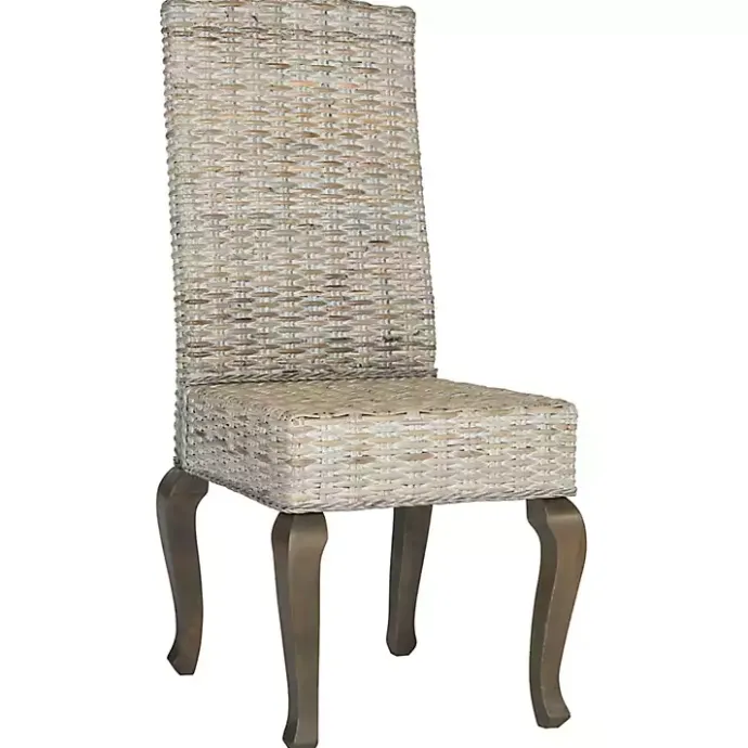 Best Kirklands Home Whitewashed Kubu Rattan Dining Chairs, Set of 2 Ivory