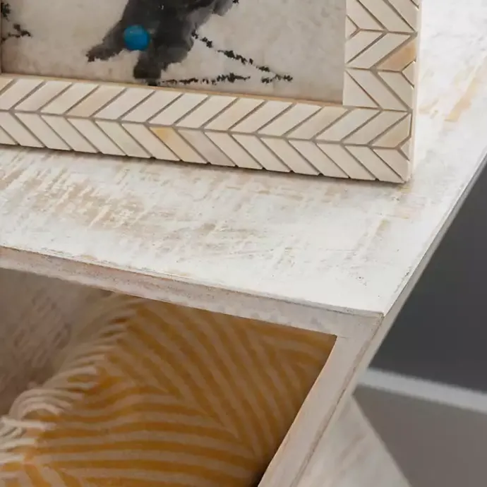 Clearance Kirklands Home washed Mango Wood Hourglass Accent Table White