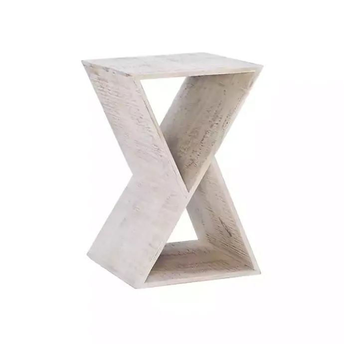 Clearance Kirklands Home washed Mango Wood Hourglass Accent Table White