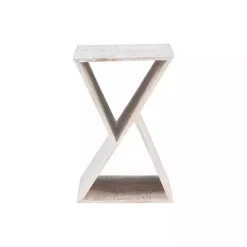 Clearance Kirklands Home washed Mango Wood Hourglass Accent Table White