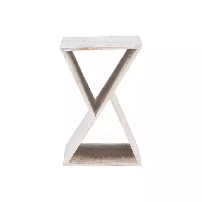 Clearance Kirklands Home washed Mango Wood Hourglass Accent Table White