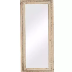 Online Kirklands Home Whitewashed Natural Beaded Wood Wall Mirror