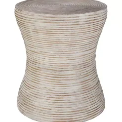 Sale Kirklands Home Whitewashed Natural Rattan Accent Table