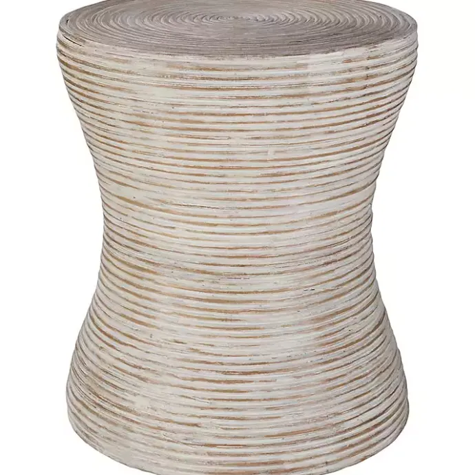 Sale Kirklands Home Whitewashed Natural Rattan Accent Table
