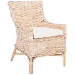 Discount Kirklands Home washed Rattan Cristen Accent Chair White