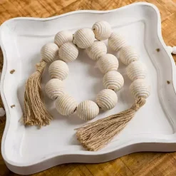 Hot Kirklands Home washed Ribbed Bead Garland White