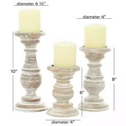 Clearance Kirklands Home Whitewashed Rustic 3-pc. Candle Holder Set