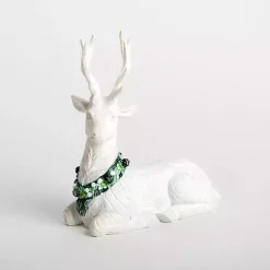 Sale Kirklands Home washed Sitting Deer Christmas Figurine White