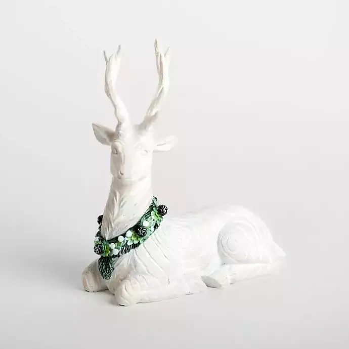 Sale Kirklands Home washed Sitting Deer Christmas Figurine White