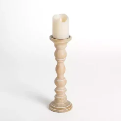 Discount Kirklands Home Whitewashed Spindle Pillar Candle Holder, 14 in.