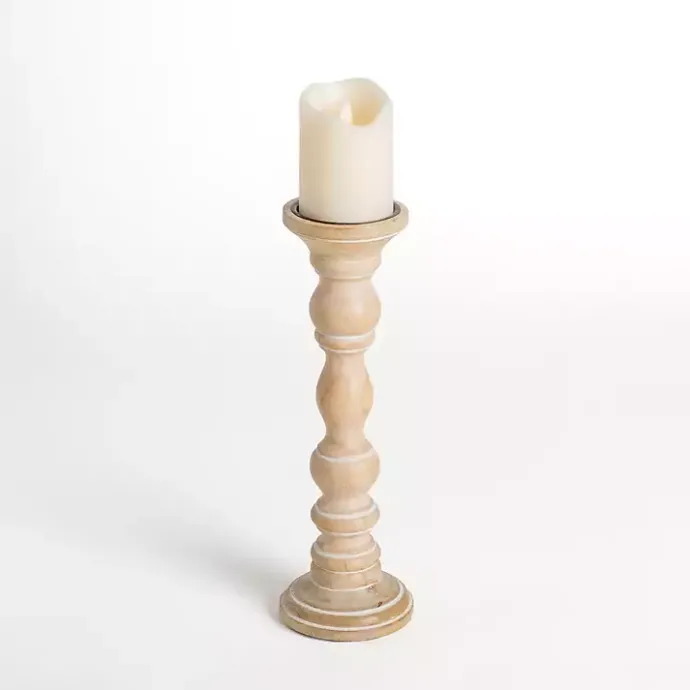 Discount Kirklands Home Whitewashed Spindle Pillar Candle Holder, 14 in.