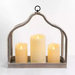 Online Kirklands Home Whitewashed Wood Beaded Open Lantern