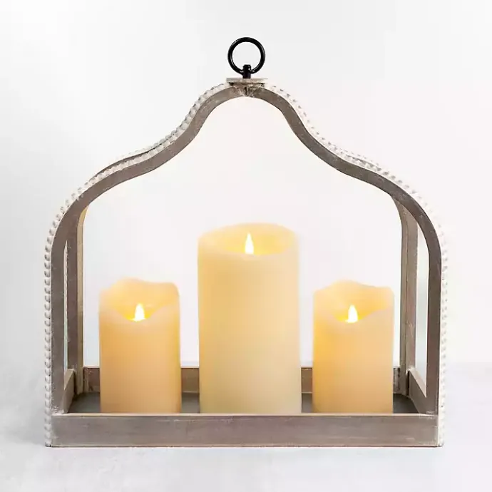 Online Kirklands Home Whitewashed Wood Beaded Open Lantern