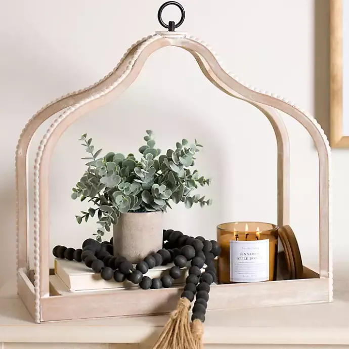 Online Kirklands Home Whitewashed Wood Beaded Open Lantern