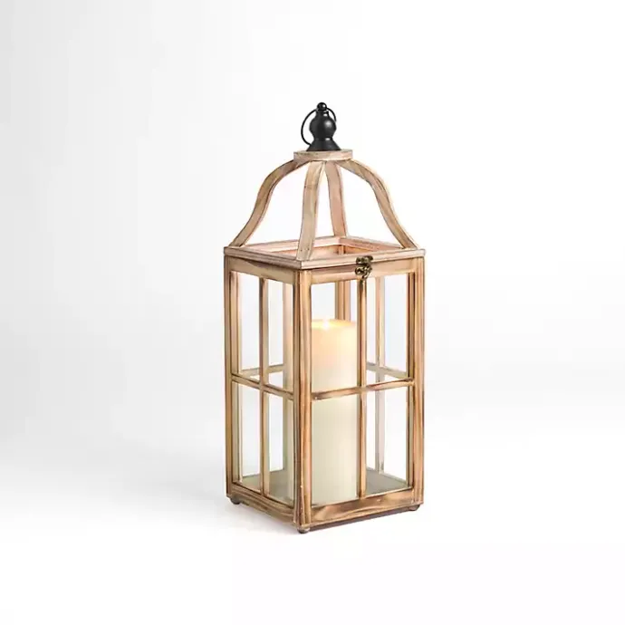Online Kirklands Home Whitewashed Wood Brier Lantern, 31 in. Brown