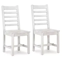 Kirklands Home washed Wood Farmhouse Dining Chairs, Set of 2 White