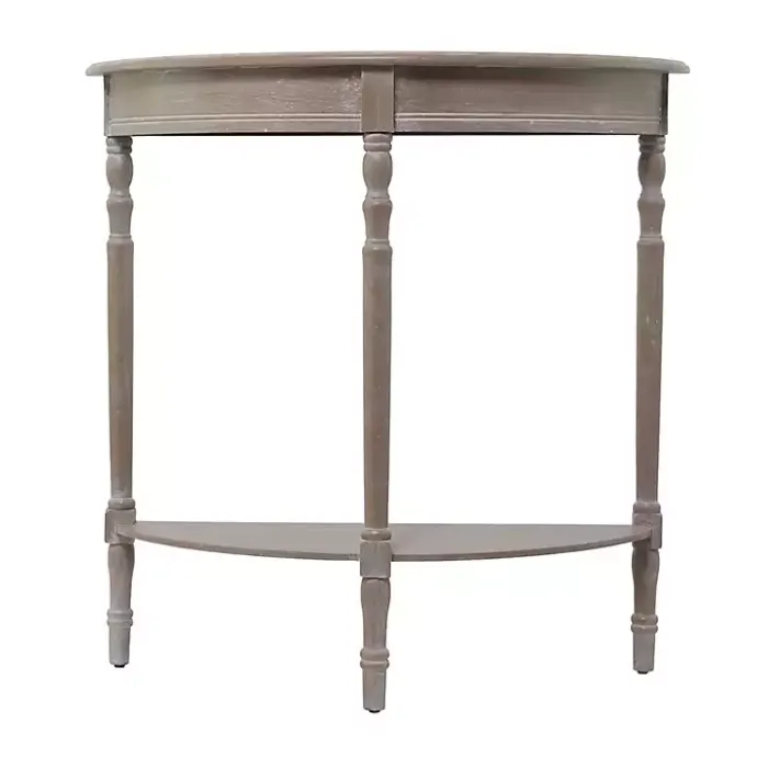 Sale Kirklands Home Whitewashed Wood Half Moon Console Table Brown