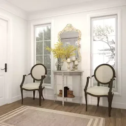 Sale Kirklands Home Whitewashed Wood Half Moon Console Table Brown